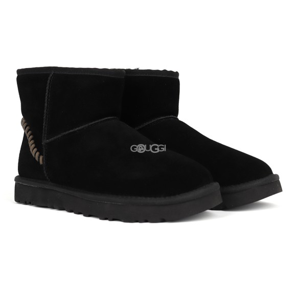 Men`s Ugg Classic Mini Deco Suede Boots Black Dressinn