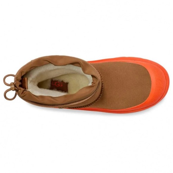 Женские мини угги с галошами Ugg Classic Mini Weather Hybrid Orange (Угг Классик мини хабрид оранжевые)