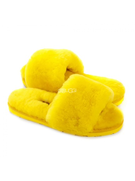 Fluff Slide Slippers Yellow
